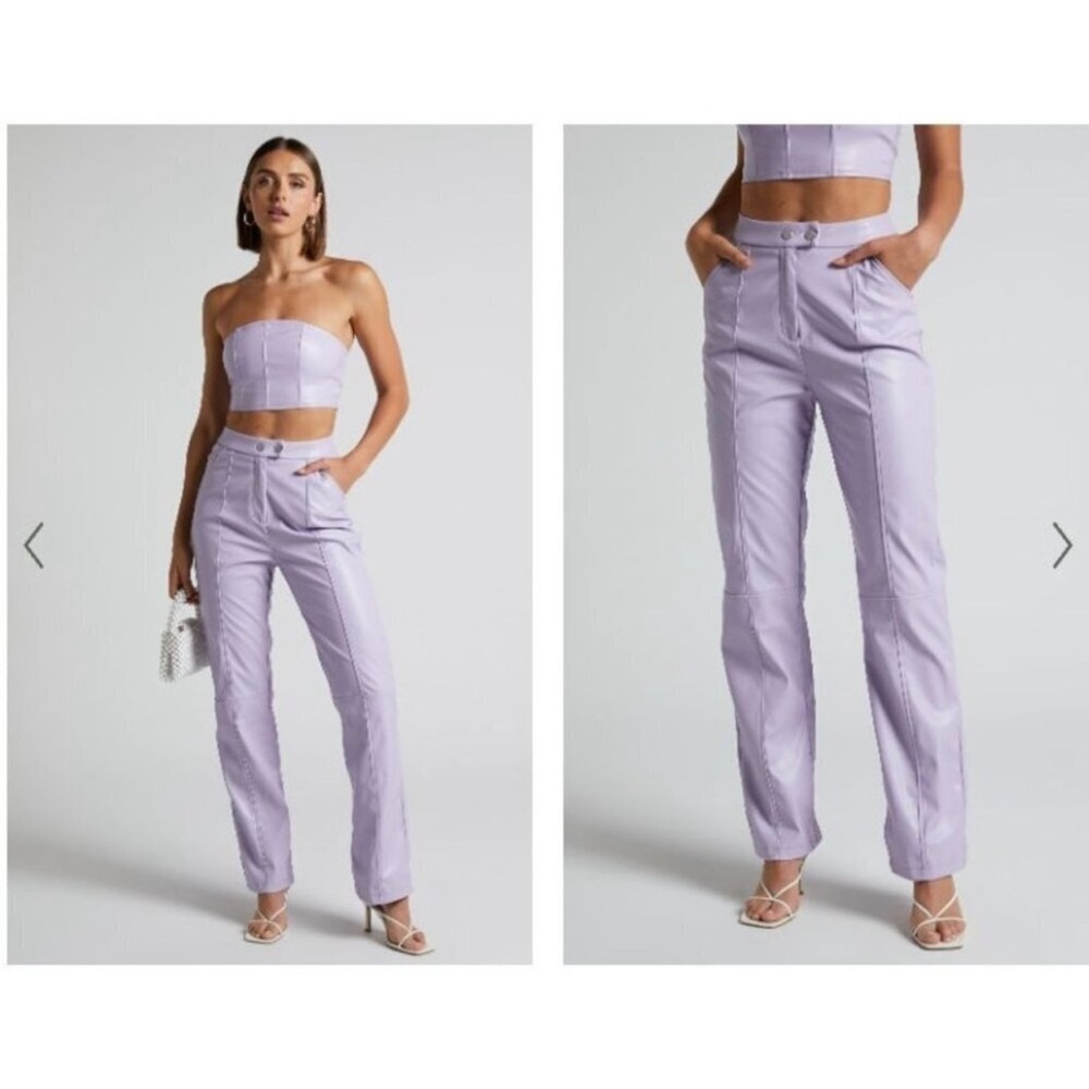 4th & Reckless Tropez Faux Leather Lilac Trouser Pants size XS - Picture 2 of 12